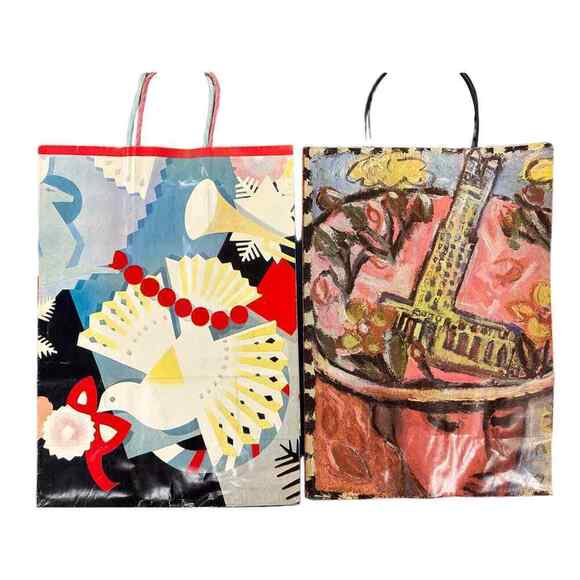 2 VTG RETRO Bloomingdales Paper Bags Stribling Chicago & Christmas 1984 - Picture 1 of 5